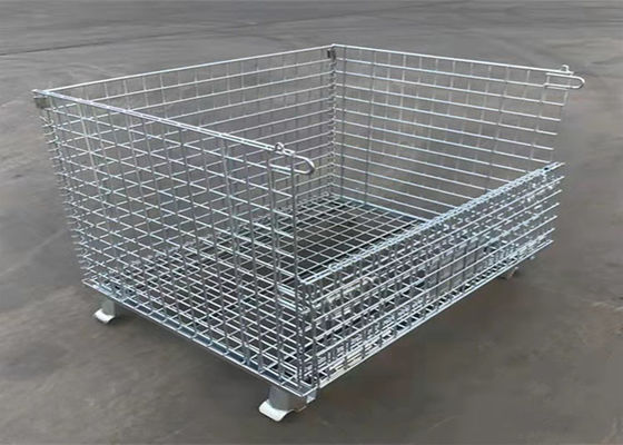 Storage Folding 6mm Metal Pallet Cage Turnover Box Plastic Spraying
