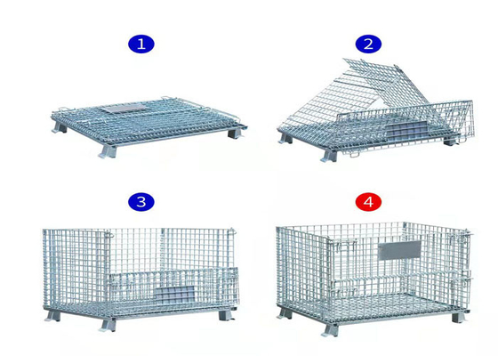 Mobile Stacker 5mm Foldable Wire Mesh Cage With Roller Butterfly